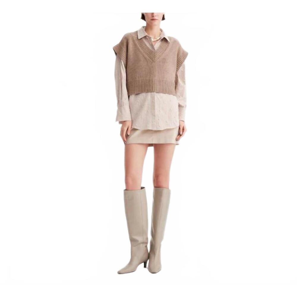 NEW THEO THE LABEL echo pearly shirt in sand/pearl